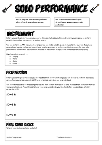 AQA GCSE Music Solo Performance Tracker