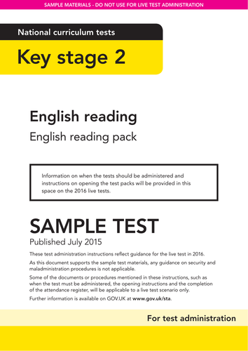 Complete set of 2016 Sample Key Stage 2 assessments