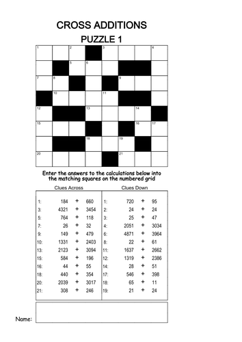 CROSS ADDITIONS & SUBTRACTIONS