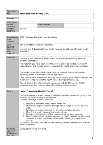 unit 5 assignment 2 health and social care level 3