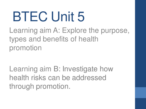 Level 2 BTEC unit 5 HSC whole unit  lesson ppt