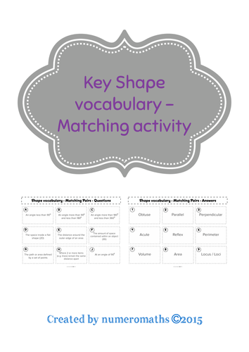Key Shape Vocabulary - Matching activity