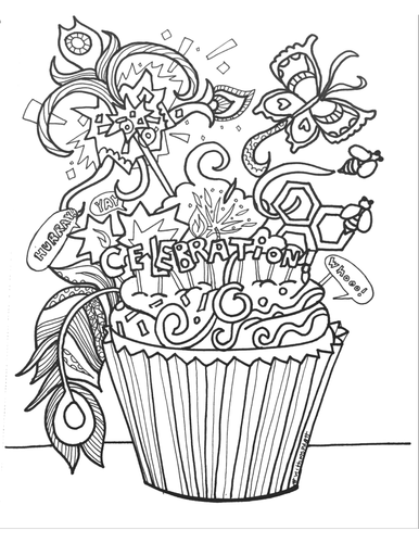 Celebration Cupcake Poster, Coloring Page Reward