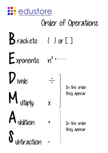what is order of operations bedmas