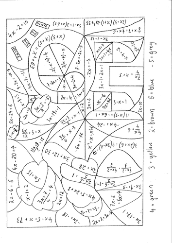 Calculated Colouring Solving Equations Grades C A Teaching Resources