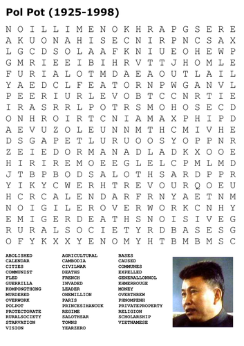 Pol Pot (Cambodia 1975-1979) Word Search