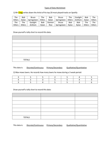 Types of Data + ANSWERS