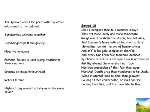 Shakespeare Sonnet 18 Shall I compare