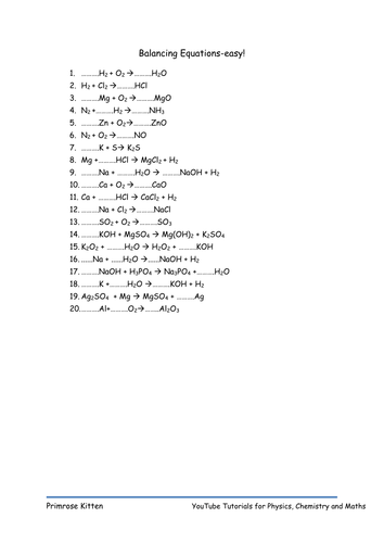 Balancing Equations | Teaching Resources