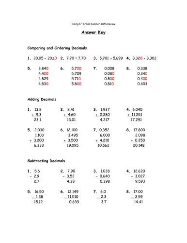 summer math for 8th grade summer math packet 6th grade no prep previous year and letter to 7th general 6th grade math test