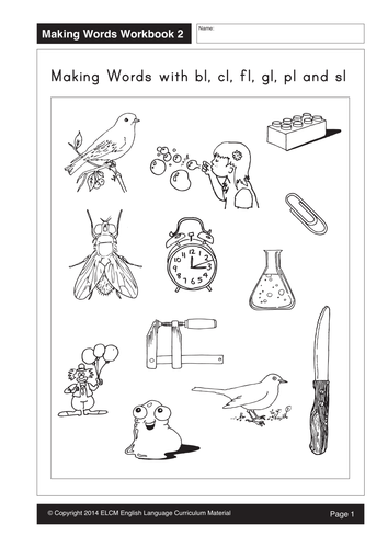 Making Words with bl, cl, fl, gl, pl, sl (35 pages)