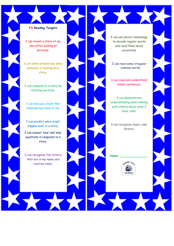 Assessment bookmarks for children's reading FS-YR 6. New national curriculum