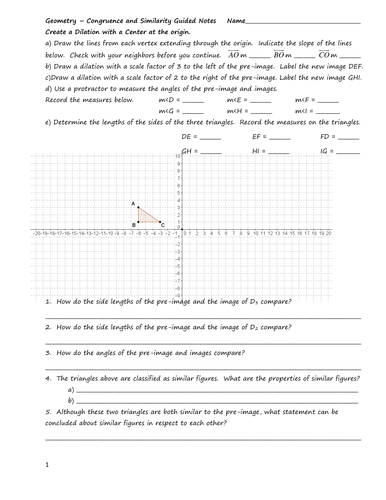 Similarity and Congruence: Guided Notes