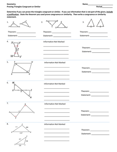 similarity and congruence unit proving triangles similarcongruent