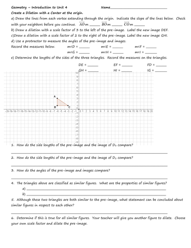 Similarity and Congruence Unit: Similarity Activity