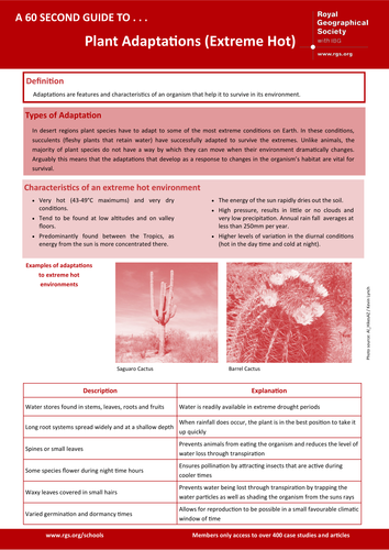 60 Second Guide- Plant Adaptations (Extreme hot)