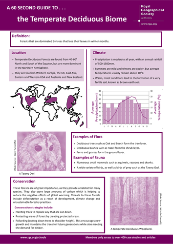 60 Second Guide- Temperate Deciduous Biome