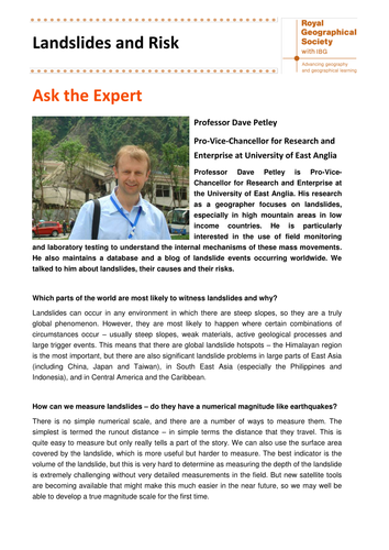 Ask the Expert Interview- Landslides and Risk