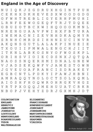 England in the Age of Discovery Word Search