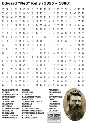 Ned Kelly Word Search