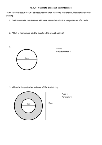 Circles and Sectors - Area and Circumference