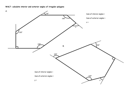 Irregular Polygons Calculate Interior And Exterior Angles
