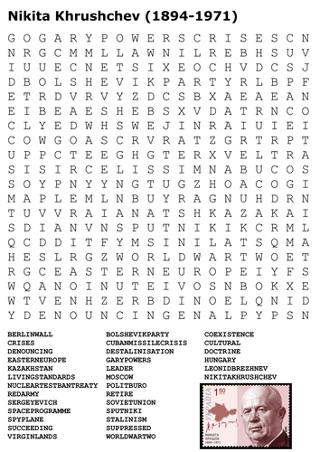 Nikita Khrushchev Word Search - Cold War