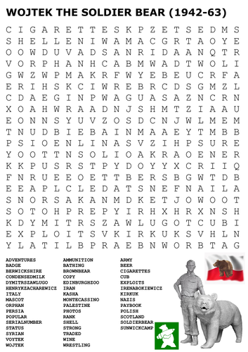 WOJTEK THE SOLDIER BEAR - World War Two Word Search 