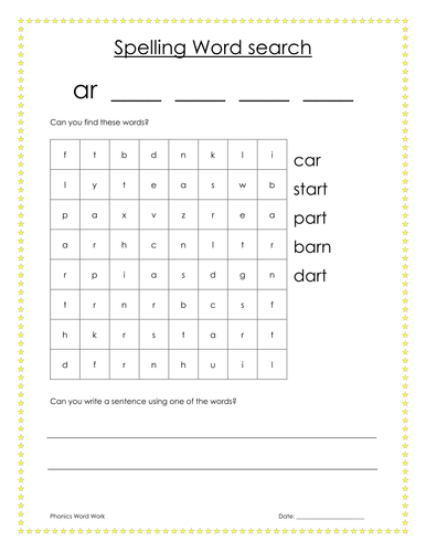 Phonic sound word searches