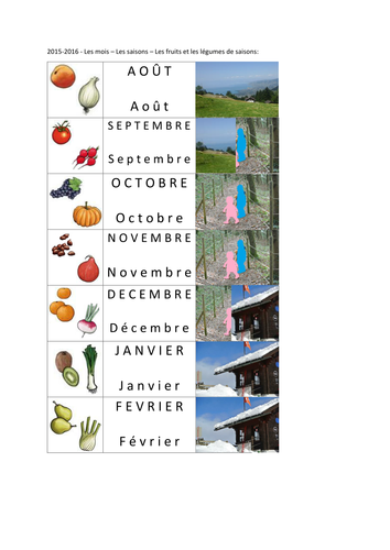 NEW French Calendar/Nouveau CALENDRIER 2015-2016