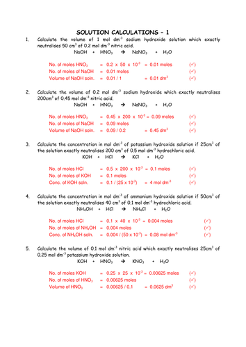 Chemistry: Solution Calculations Collection