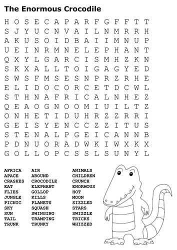The Enormous Crocodile and Color Word Search