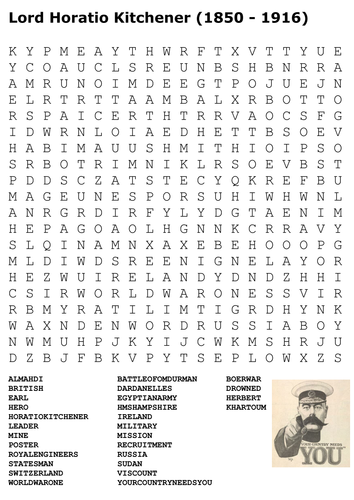 Lord Horatio Kitchener Word Search