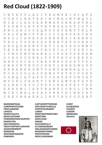 Red Cloud Native American Word Search 