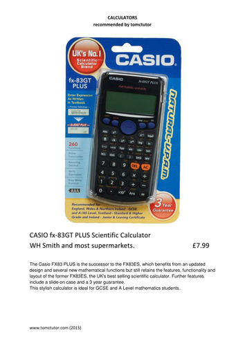 Calculators for Maths exams (UK)