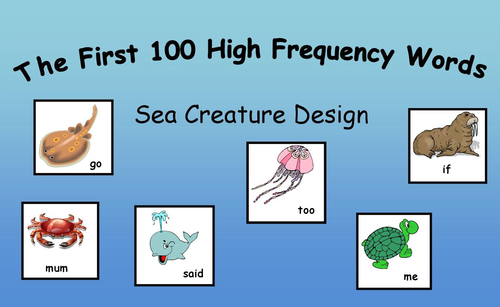 The First 100 High Frequency Words Sea Creatures Design