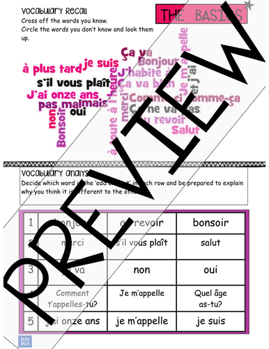 Word Cloud & Odd-one-out: The Basics, French