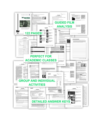 "The Matrix" COMPLETE UNIT EDITABLE Activities,Tests,Essays,AP Style,Keys