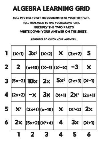 Multiplying brackets - Algebra Learning Grid