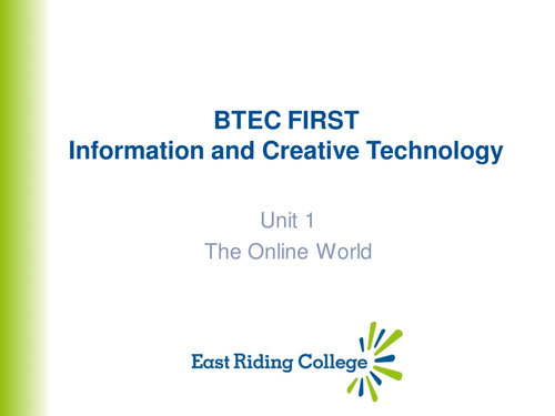Unit 1 online world BTEC level 2 ICT First