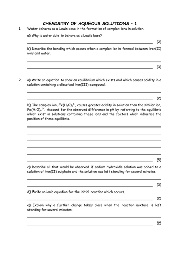 Chemistry: Aqueous solutions of transition metals