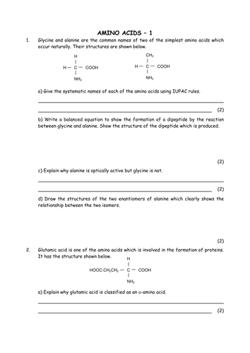 Chemistry: Amino acid molecules