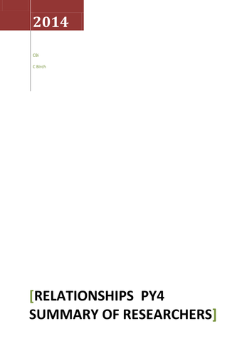 Relationships Psychology Alevel