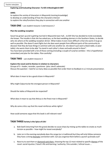 To Kill a Mockingbird - character study - analysis and evaluation