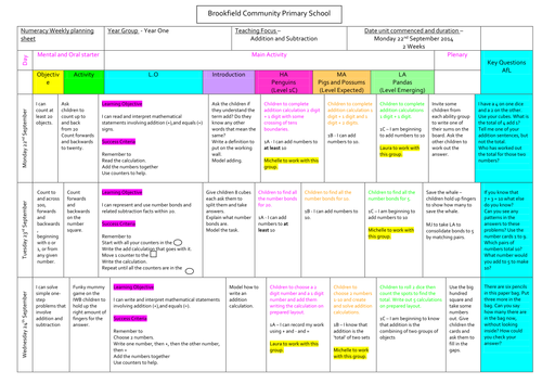 Autumn First Half Plans 1st Grade Maths