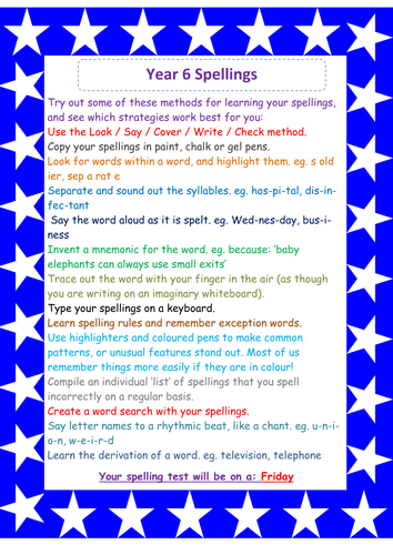 Year 6 spelling list for the new NC- enough for the year & differentiated 