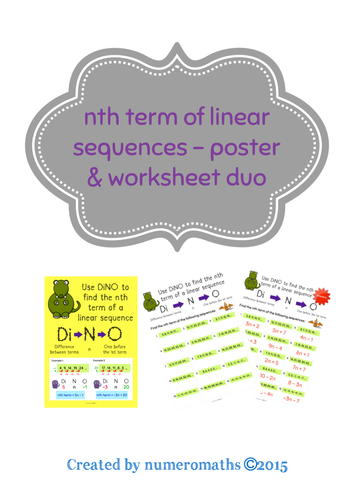 Nth term of linear sequences poster & worksheet duo