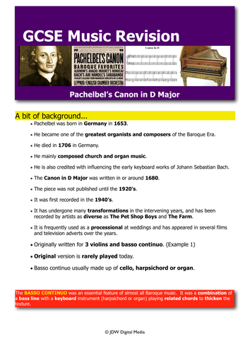 Pachelbel's Canon _ Revision Booklet