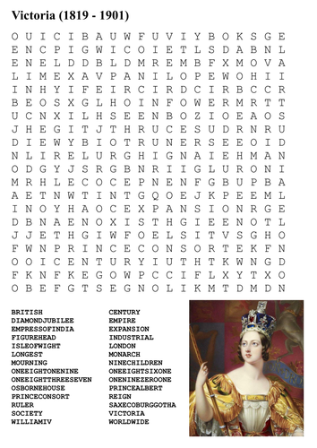 Queen Victoria Word Search