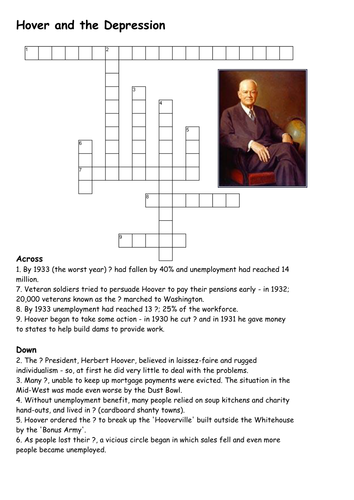 Herbert Hoover and the Depression Crossword